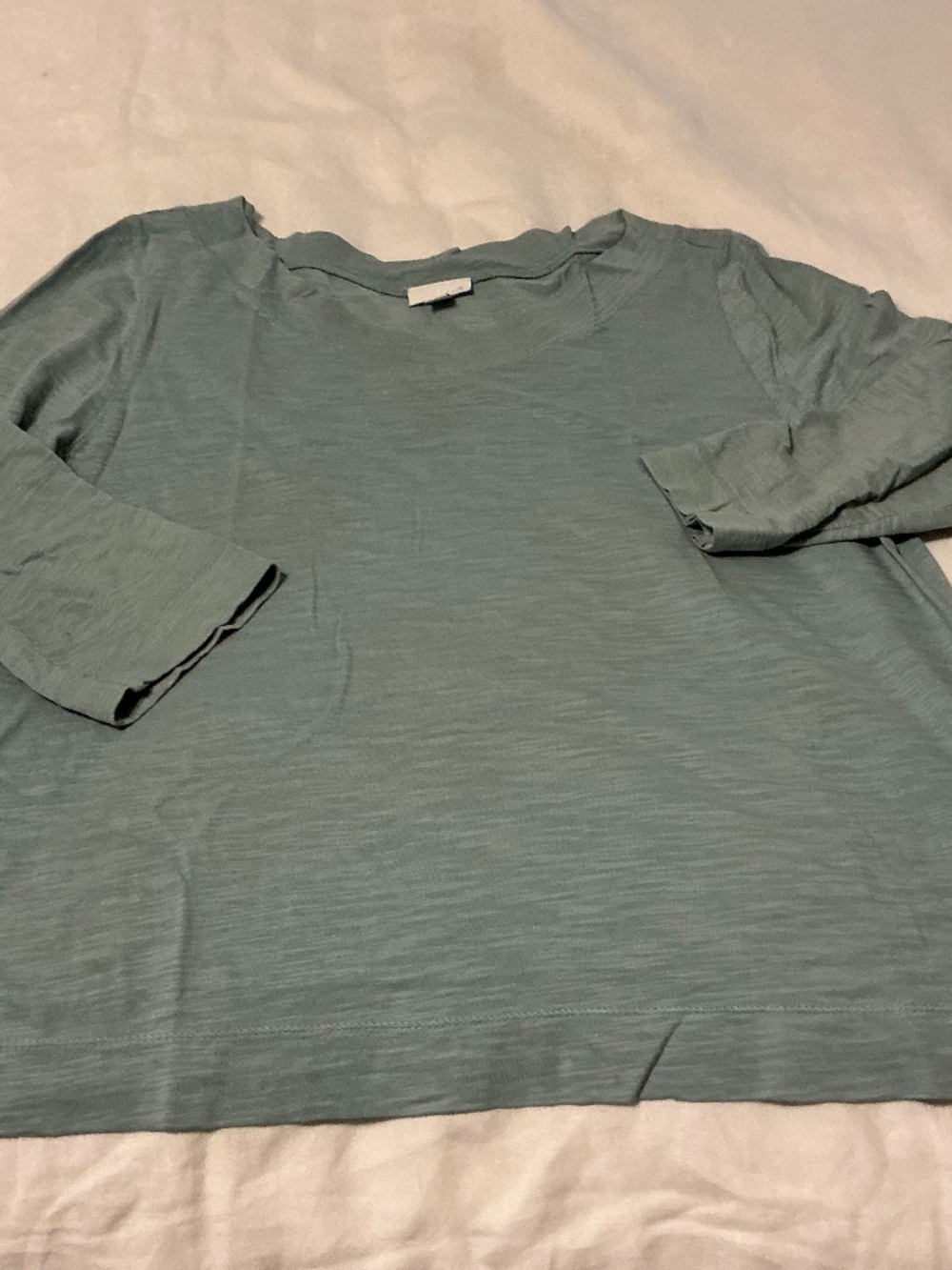 J.Jill Teal Slub Knit V-Neck Top 3/4 Sleeve